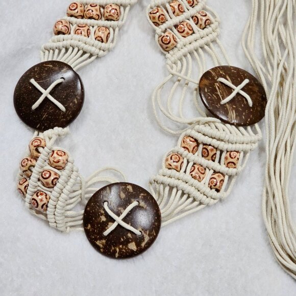 Boho Rope Belt w/ Beads & Coconut Shell Accents – Adjustable – One Size – NWT - Picture 3 of 5